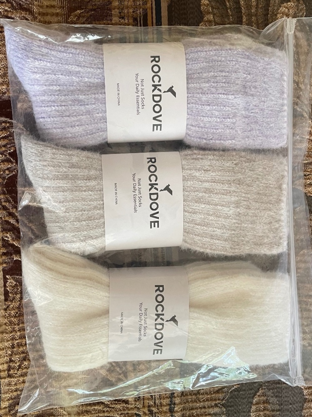 NWT RockDove Cozy Knit Socks 3-Pack Comfy "Cashmere-feel" Ivory Gray Lavender - Picture 5 of 5